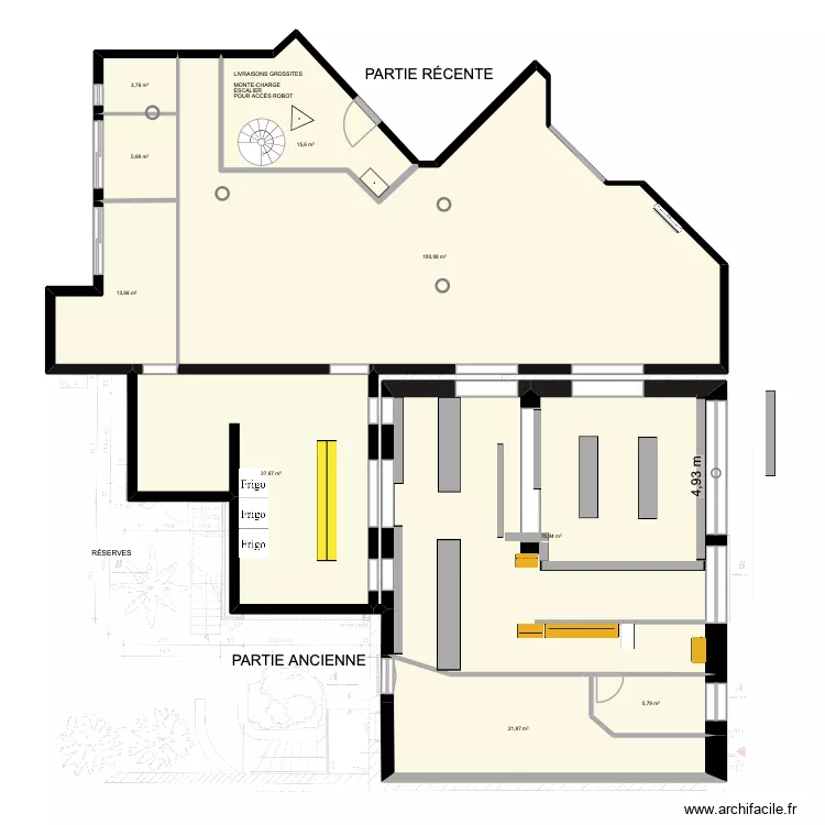 Plan pharmacie 6 aménagement partie ancienne. Plan de 9 pièces et 279 m² Plan pharmacie 6 aménagement partie ancienne. Plan de 9 pièces et 279 m²