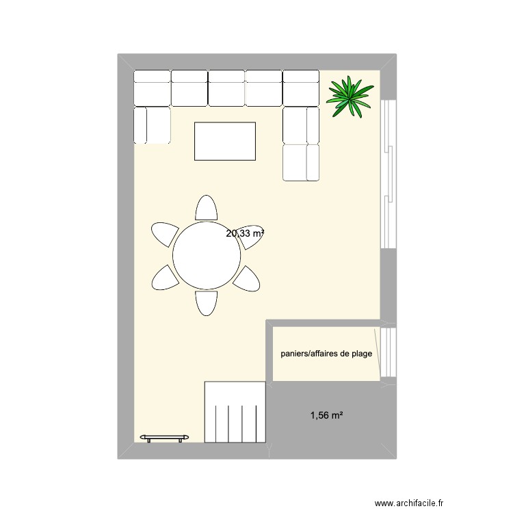 Terrasse Bruniquel V3. Plan de 3 pièces et 23 m2