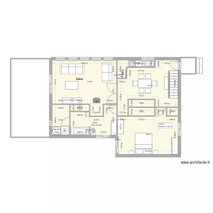 Chalet 2. Plan de 9 Pièces et 91 m²