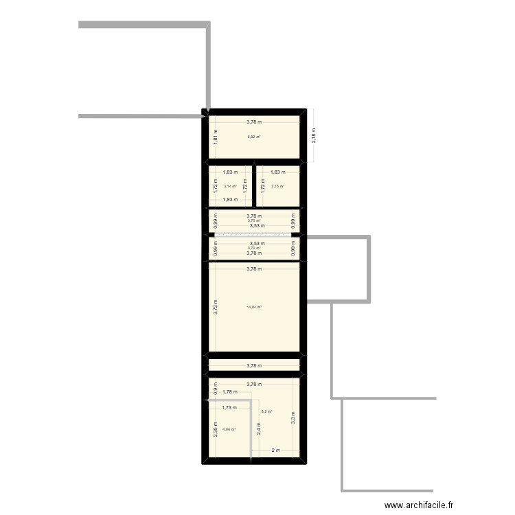 rooftop2. Plan de 9 pièces et 49 m2