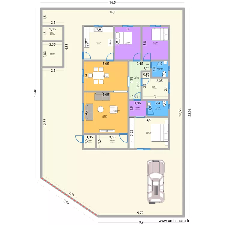 Villas famille Mokem10. Plan de 16  et 490 m²
