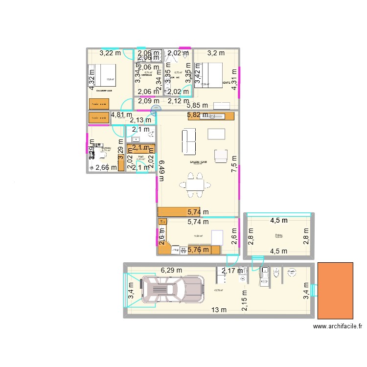 Projet 85 pont habert 1 D. Plan de 11 pièces et 177 m2