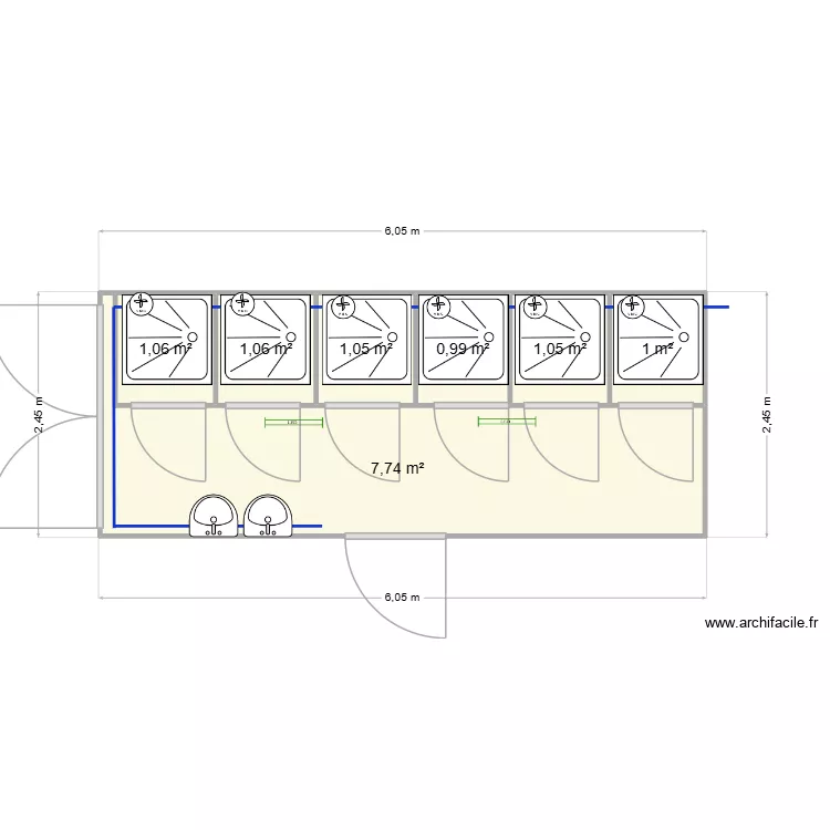 Dufour Douche Maritime. Plan de 7 et 14 m² Dufour Douche Maritime. Plan de 7 et 14 m²