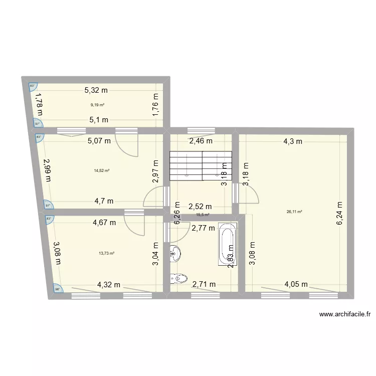 2eme. Plan de 5  et 79 m²