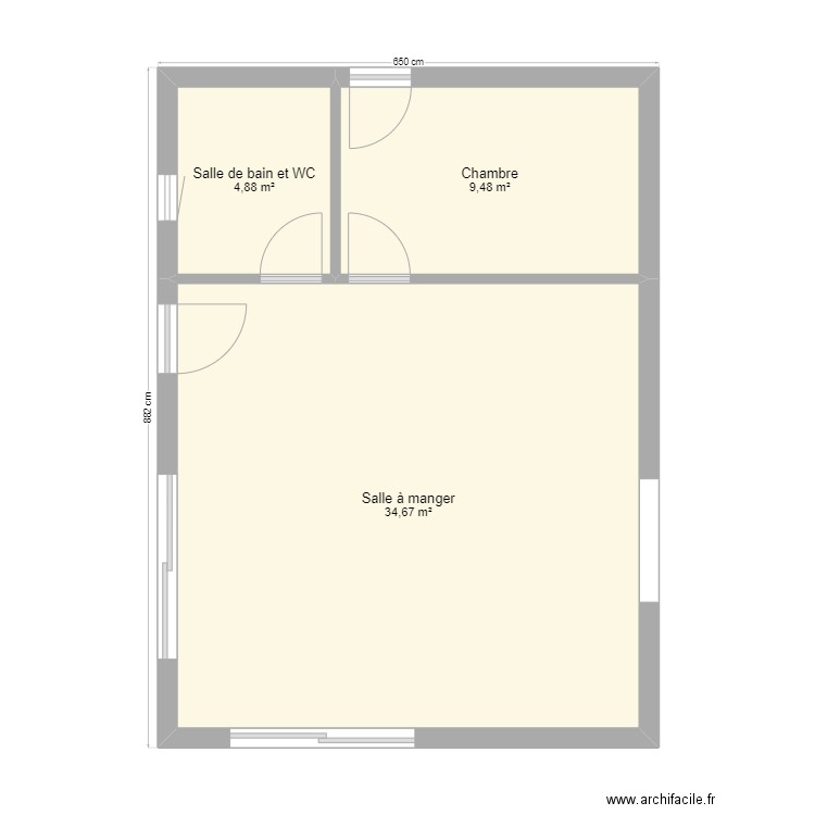 Morin. Plan de 3 pièces et 49 m2