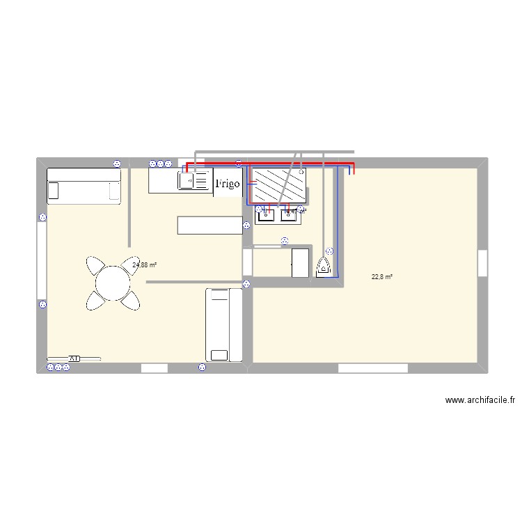 CAPICORSU GRASSI jean louis. Plan de 3 pièces et 52 m2