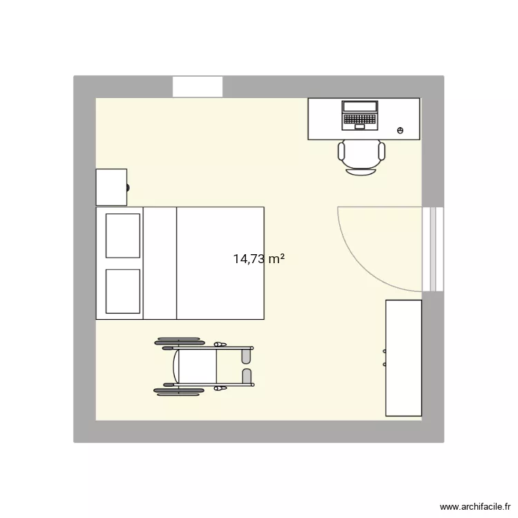 Chambre Julien PMR. Plan de 1 et 15 m² Chambre Julien PMR. Plan de 1 et 15 m²