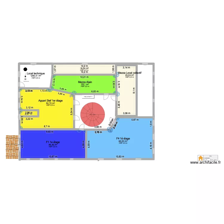 Le Rizac 1er etage - 2&egrave; version. Plan de 
