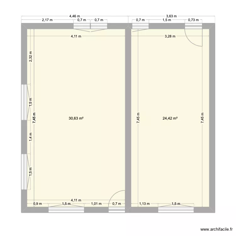 Plan existant simone. Plan de 2 et 55 m² Plan existant simone. Plan de 2 et 55 m²