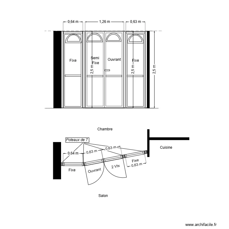 Cloison Vitr&eacute;e Ines V3. Plan de 