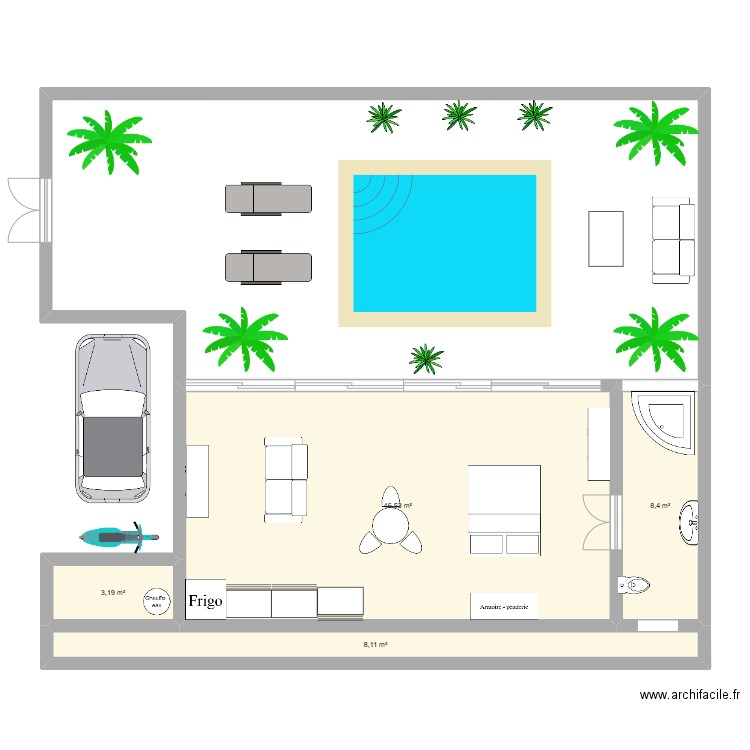 Villa Namasté. Plan de 4 pièces et 66 m2