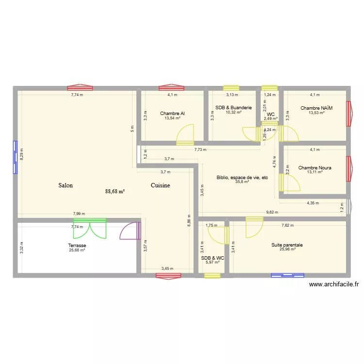 Plan Mama Al. Plan de 10 pièces et 235 m² Plan Mama Al. Plan de 10 pièces et 235 m²