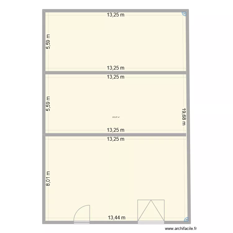 NADJI. Plan de 1  et 256 m²