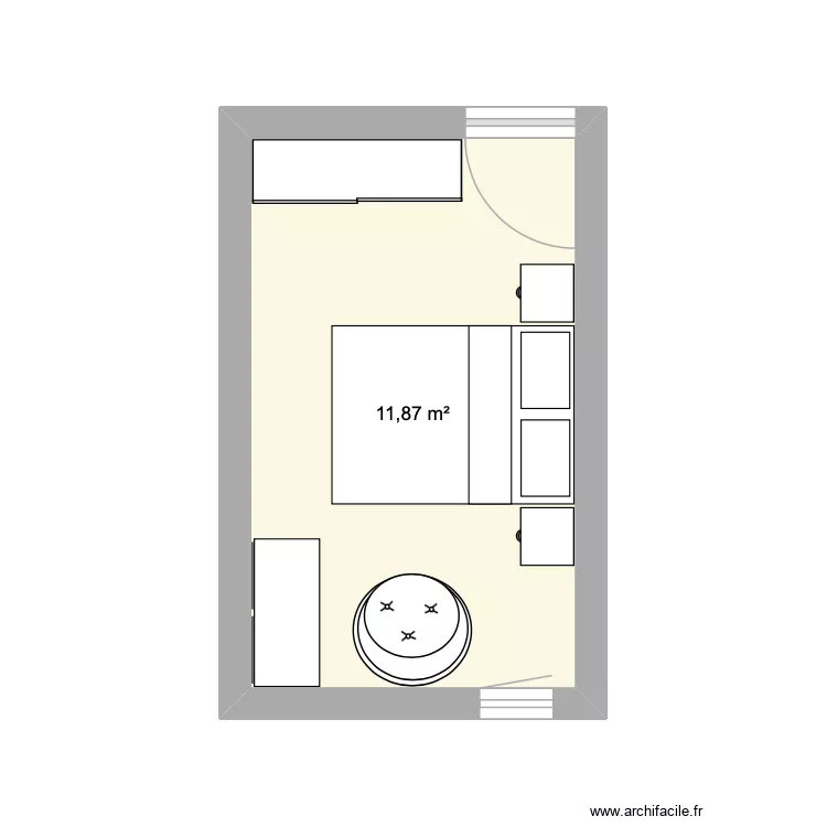 Chambre MA. Plan de 1  et 12 m²
