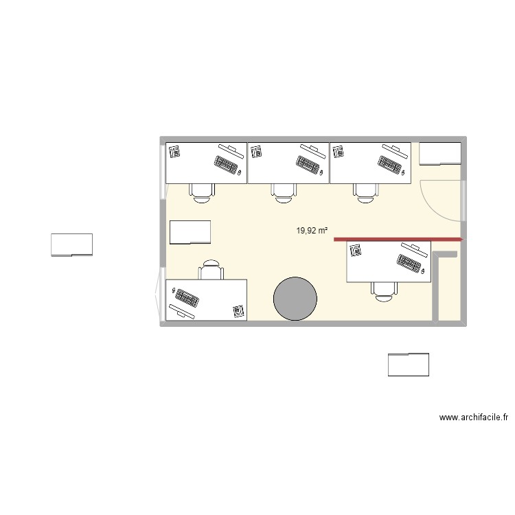 Bureau Poct. Plan de 1 pièce et 20 m2