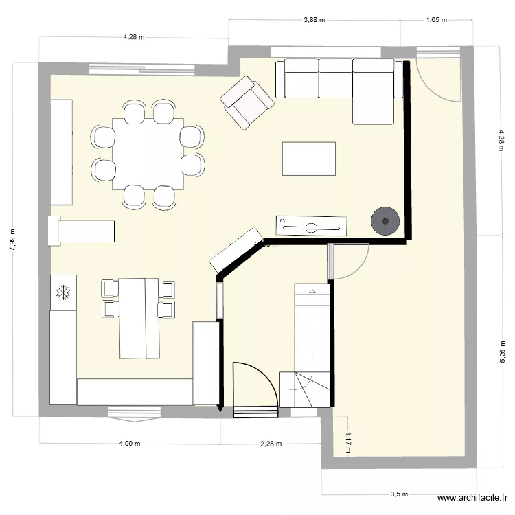 MAISON CROIX. Plan de 1  et 75 m²