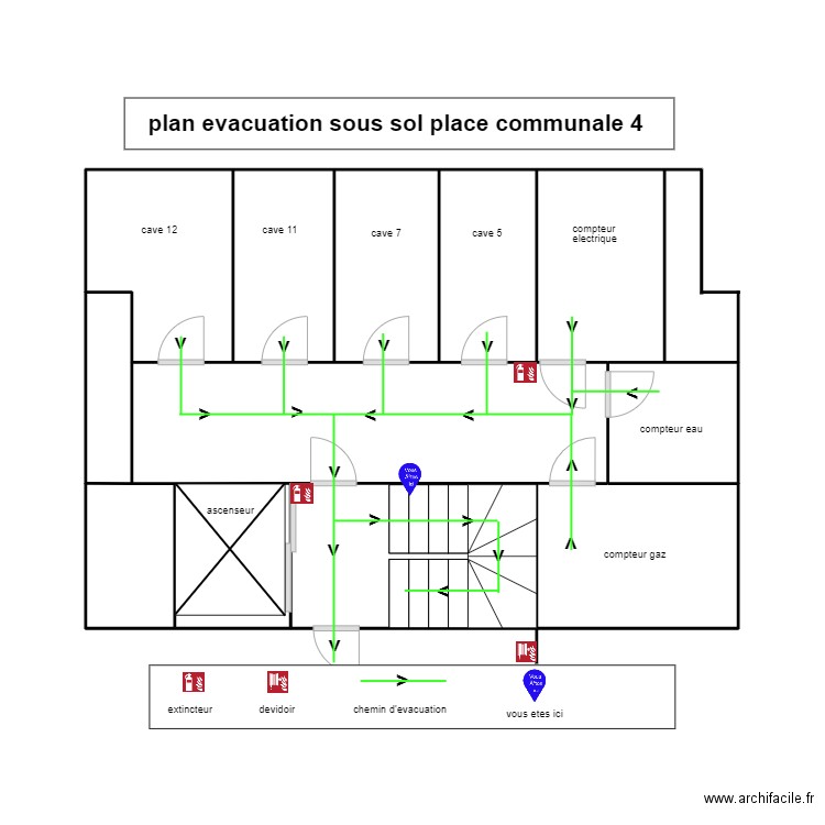 sous sol cave communale 4/5. Plan de 12 pièces et 38 m2