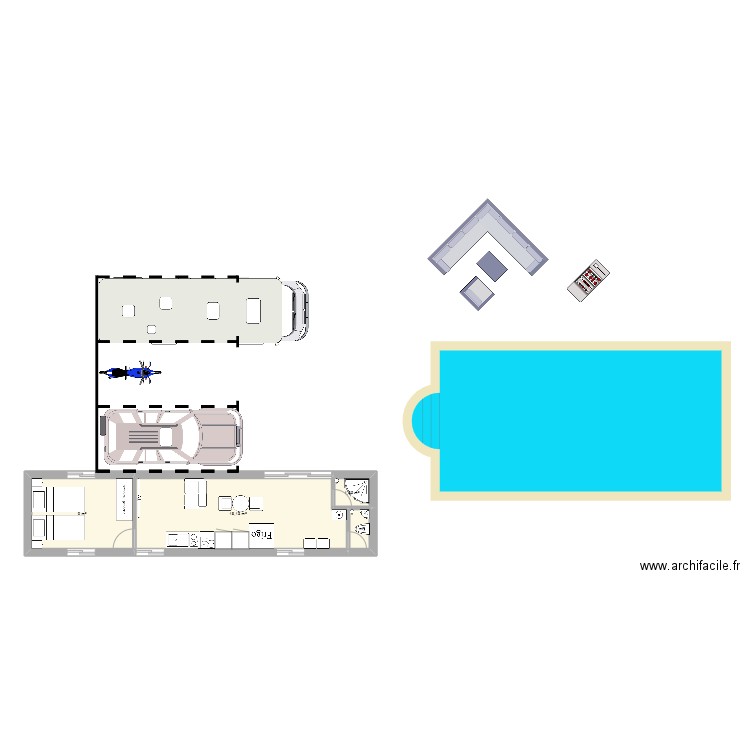 conteneur. Plan de 4 pièces et 29 m2