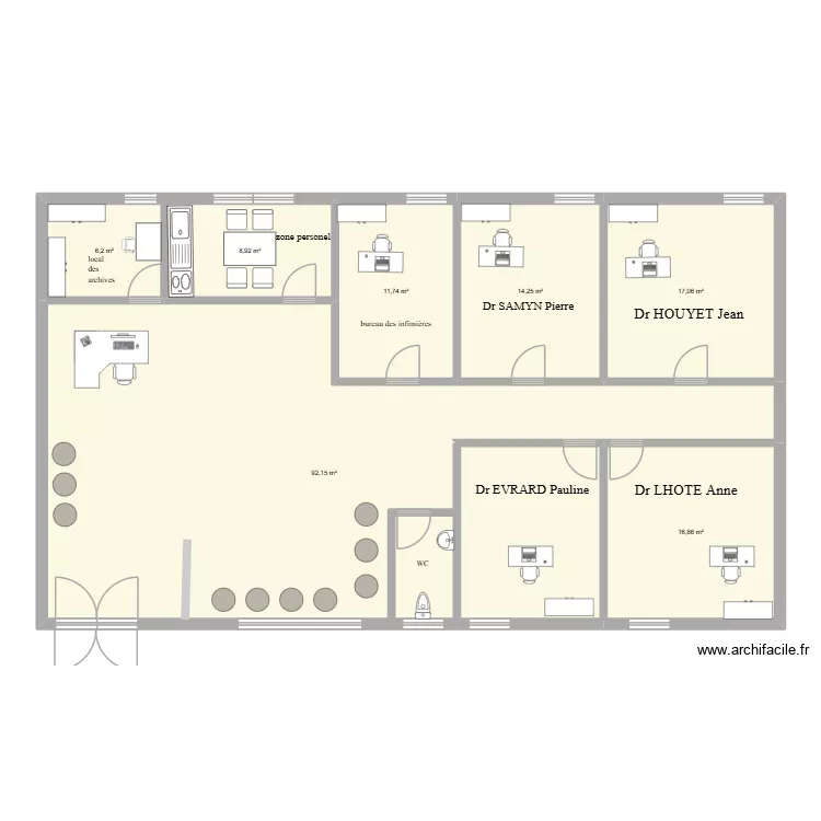 Centre médical de Maisiére. Plan de 7 Pièces et 167 m² Centre médical de Maisiére. Plan de 7 Pièces et 167 m²