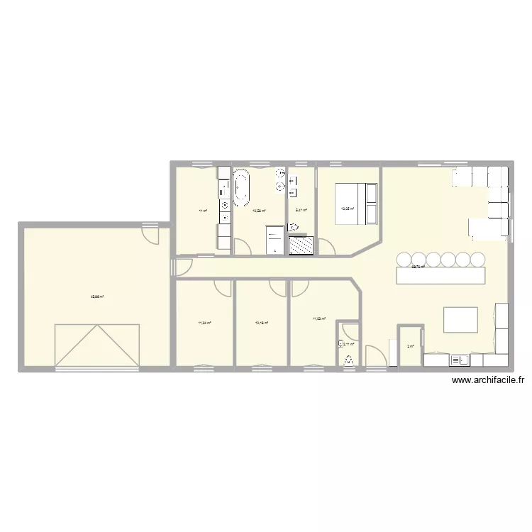 Plan rectangulaire. Plan de 11  et 190 m²
