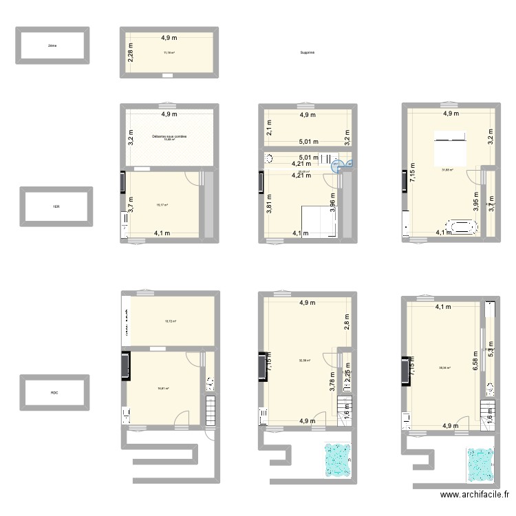 Projet Airbnb - Spa. Plan de 20 pièces et 237 m2