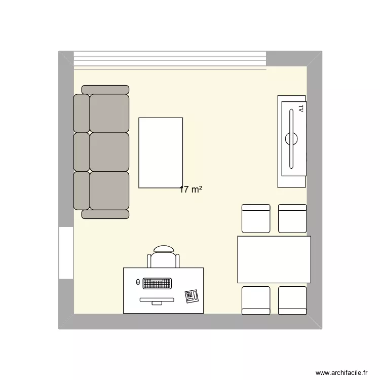 sallon. Plan de 1 Pièce et 17 m²