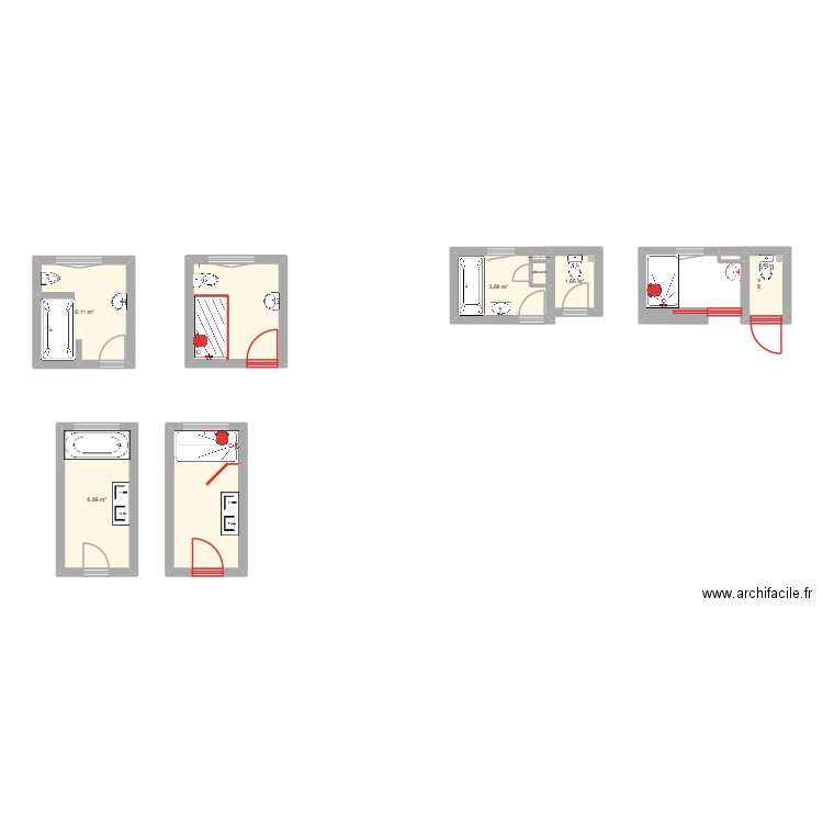 ADAPT SDB. Plan de 10 pièces et 34 m2