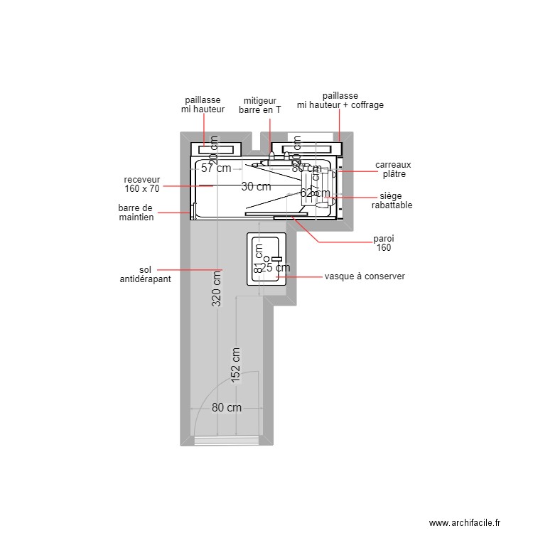 akkouche. Plan de 1 pièce et 3 m2