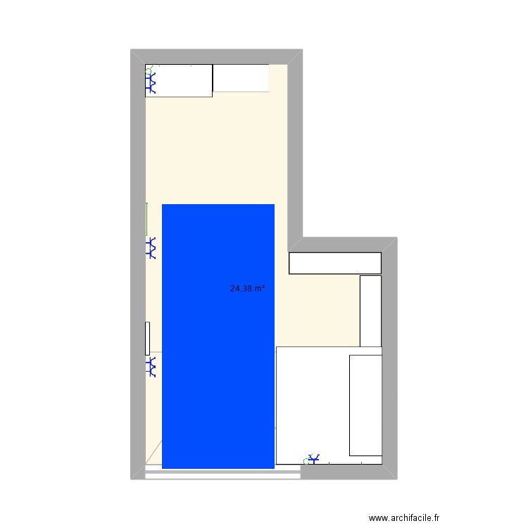 garage. Plan de 1 pièce et 24 m2