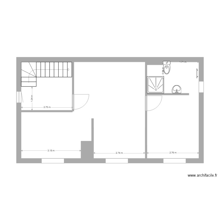 Loctudy Etage. Plan de 1 pièce et 47 m2