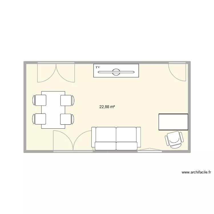 Cuisine. Plan de 1  et 23 m²