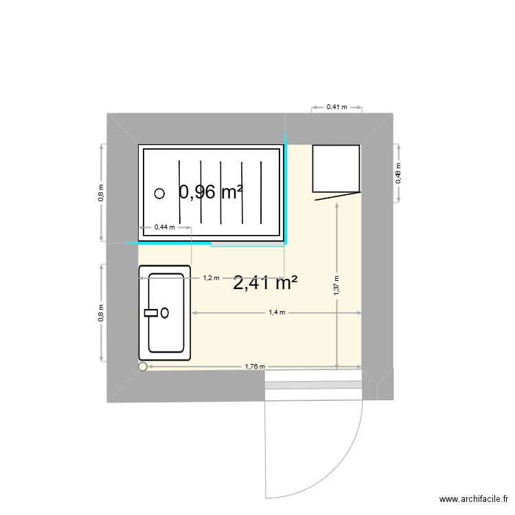 breil. Plan de 2 pièces et 3 m2
