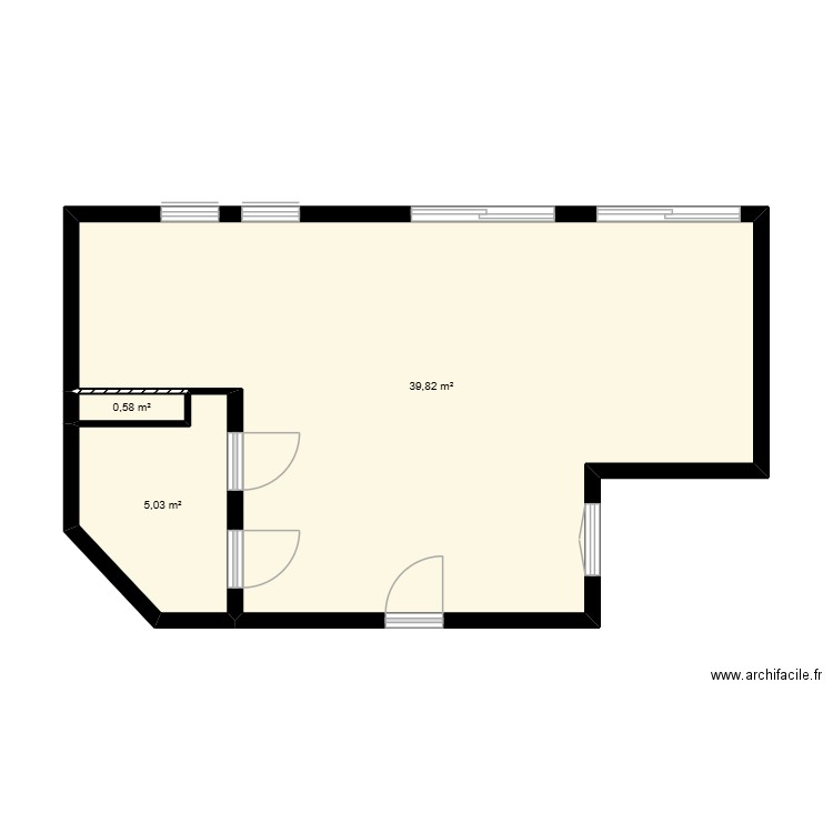 Cabourg vide. Plan de 3 pièces et 45 m2