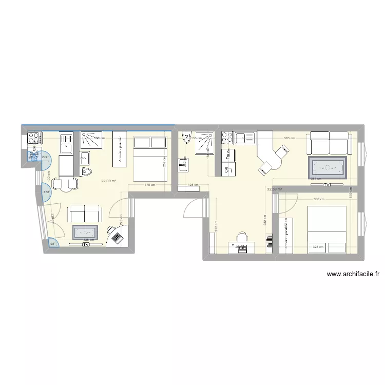 Plan T3 &agrave; diviser - Studio+ T2_v4. Plan de 