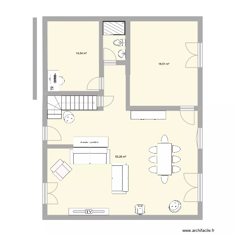 Maison-RDCl-hay-les-roses. Plan de 3  et 88 m²