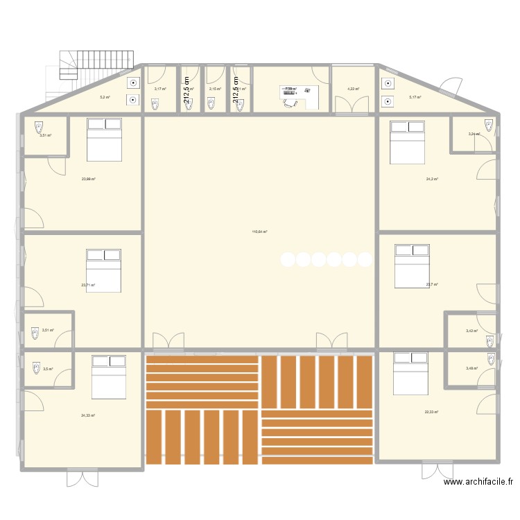 rdc.mixte. Plan de 57 pièces et 1035 m2