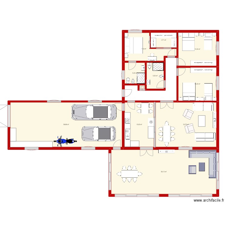 Casa 120 1. Plan de 11 pièces et 223 m2