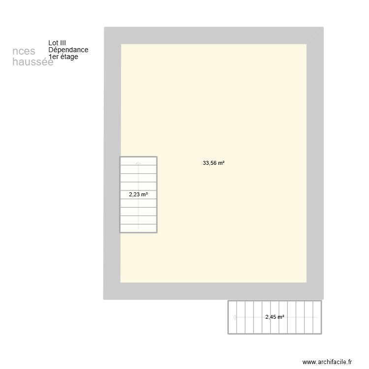 Lot III 1er étage bucher. Plan de 4 pièces et 76 m2