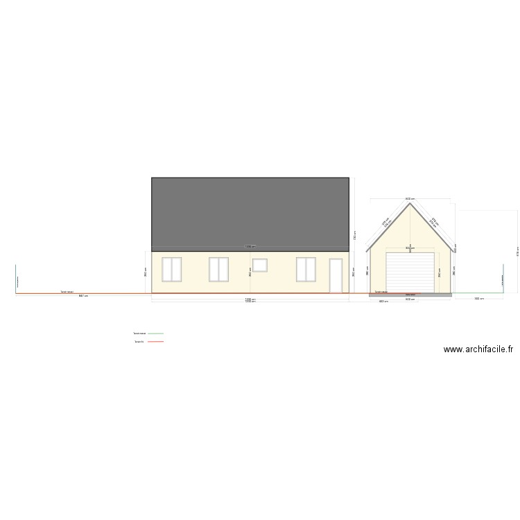 plan en coupe. Plan de 0 pièce et 0 m2