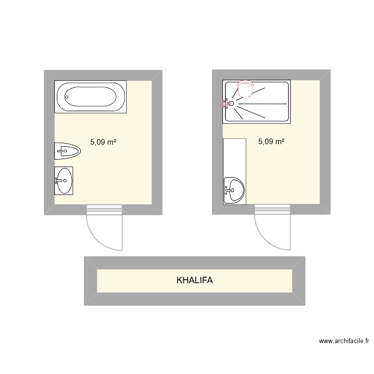 KHALIFA. Plan de 3 pièces et 12 m2