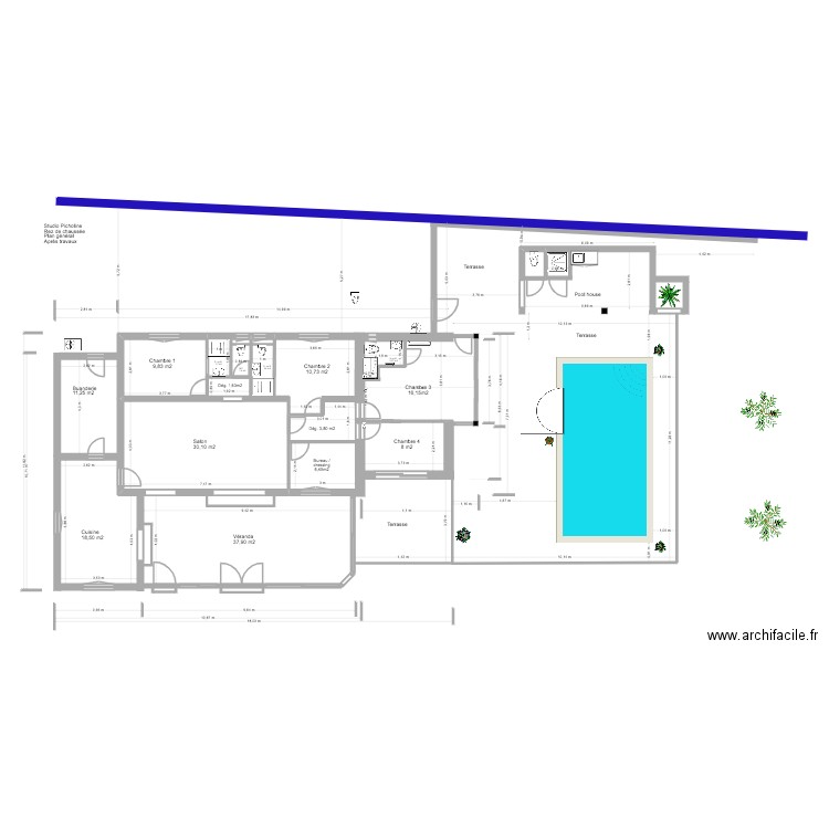Picholine Projet  plan général projet 2 chambres 2025. Plan de 3 pièces et 51 m2