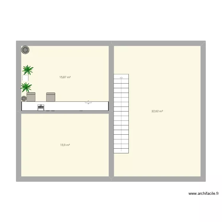 Japan grenier. Plan de 3 Pièces et 64 m² Japan grenier. Plan de 3 Pièces et 64 m²