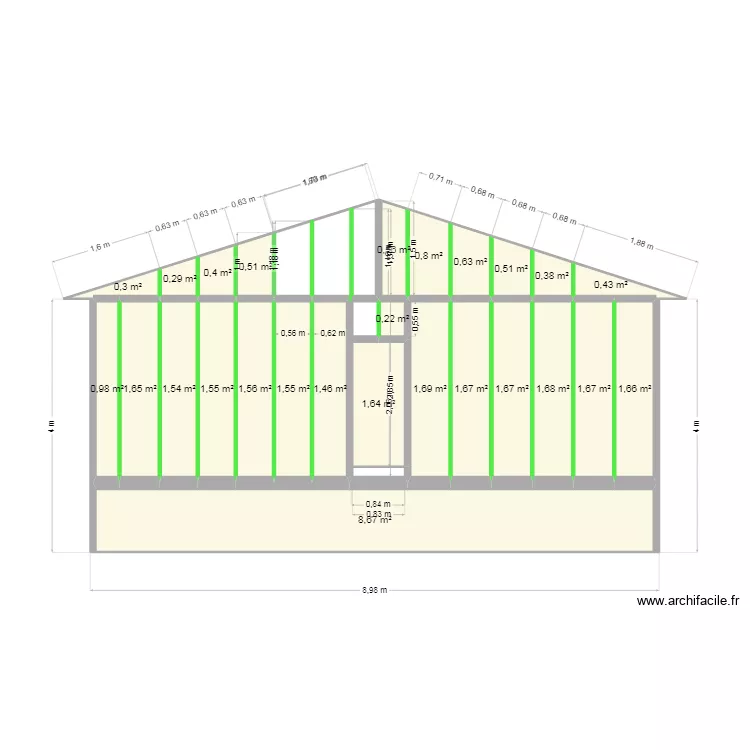 pignon 2 bois. Plan de 26  et 36 m²