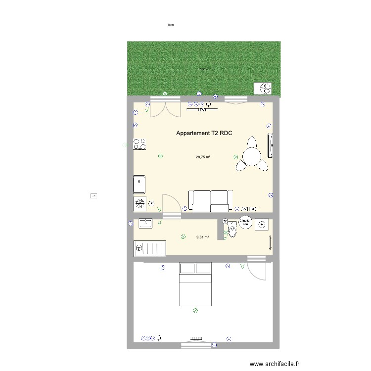 T2 RDC Courbin. Plan de 0 pièce et 0 m2