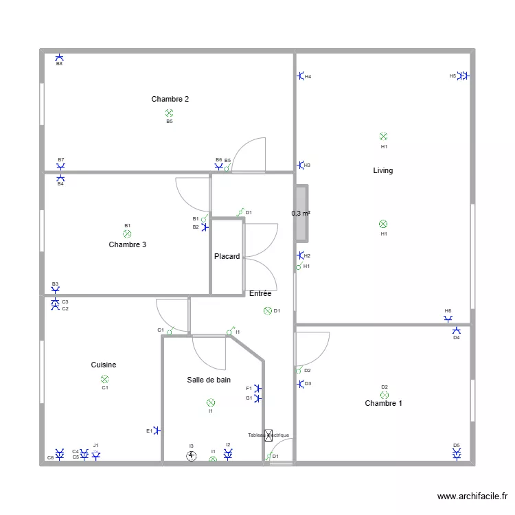 appartement 5 roux. Plan de 