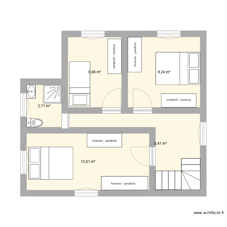 3EME. Plan de 5 pièces et 40 m2