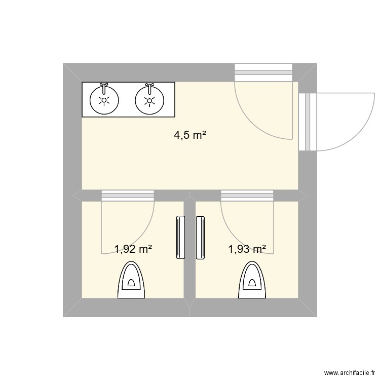 kleber v2. Plan de 3 pièces et 8 m2