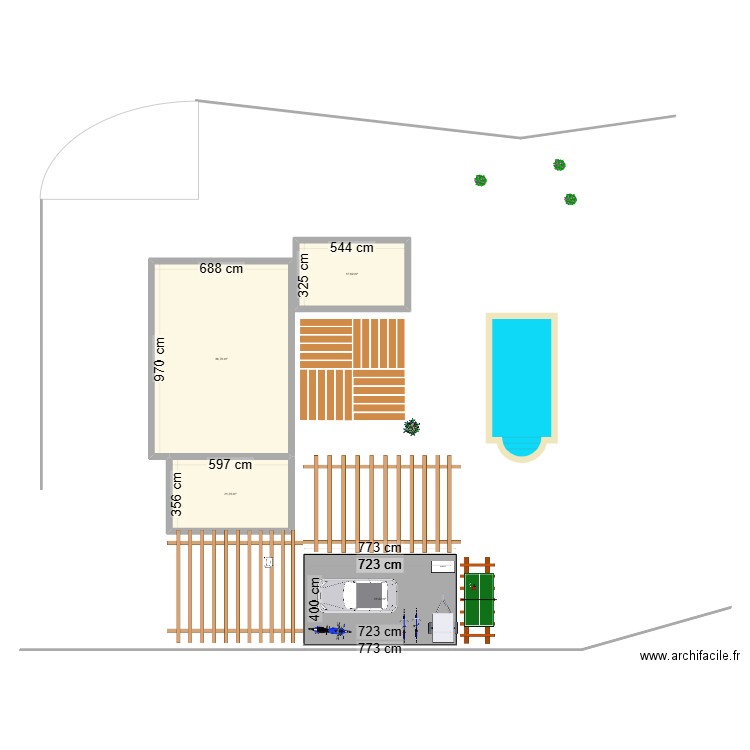 garage supp. Plan de 4 pièces et 135 m2