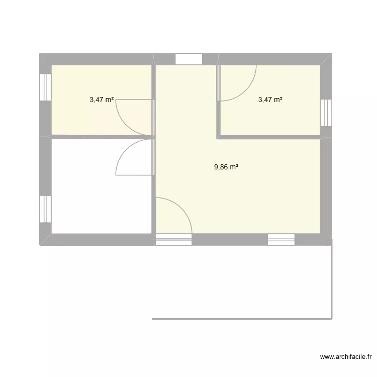 KOKO2. Plan de 3 pièces et 17 m²