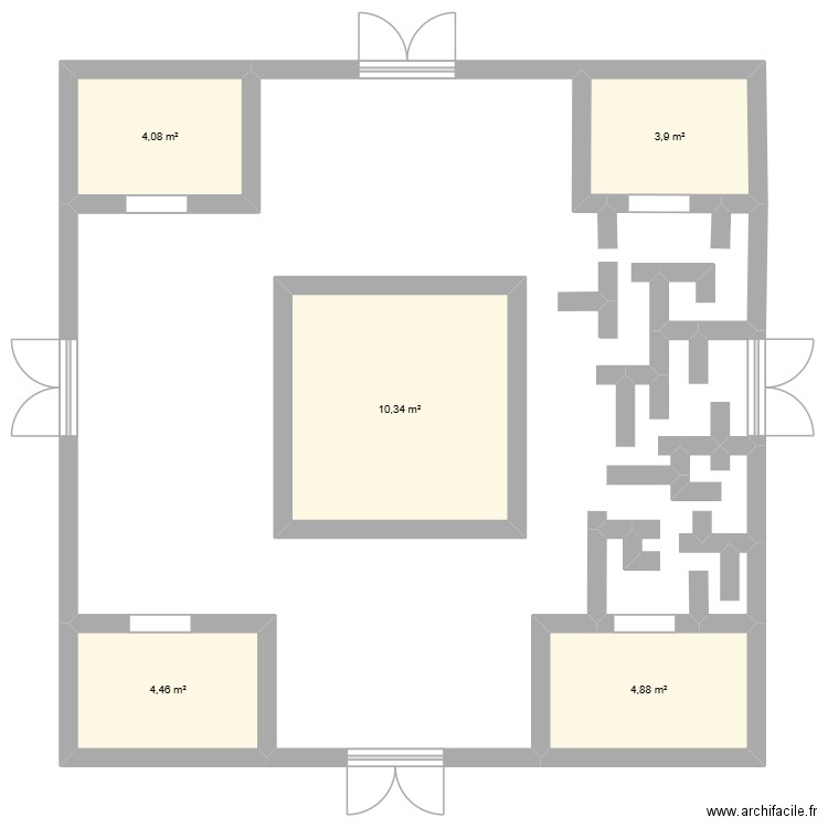 Carambar escape. Plan de 5 pièces et 28 m2